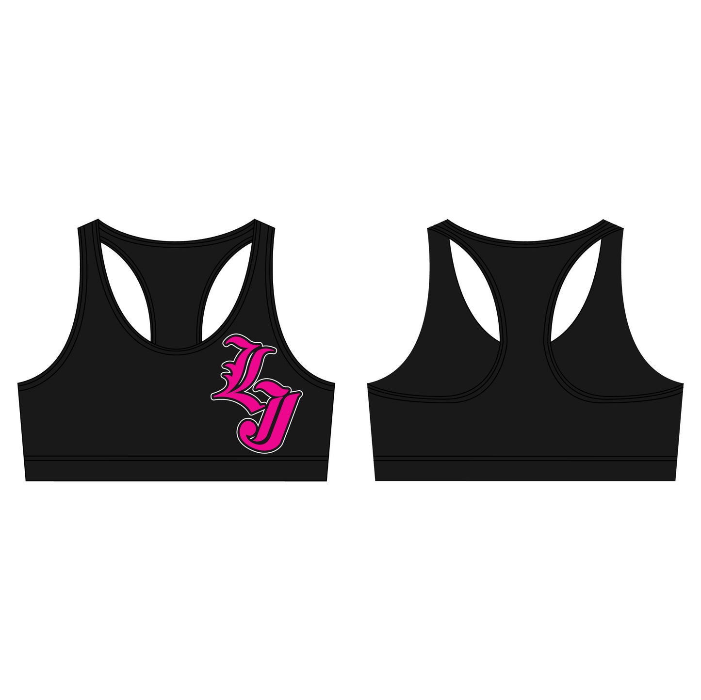 LJ black racerback sports bra