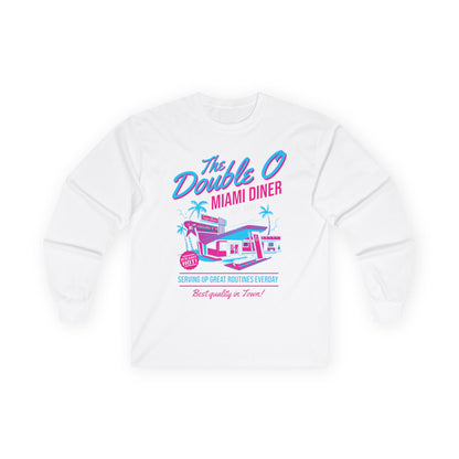 Miami Diner Retro Long Sleeve Tee — "The Double O" Vintage 80s Palm Beach Design - TGProShop