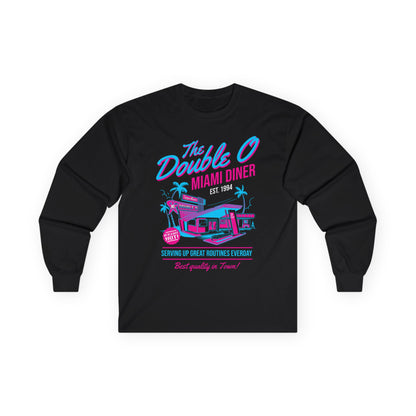 Miami Diner Retro Long Sleeve Tee — "The Double O" Vintage 80s Palm Beach Design - TGProShop