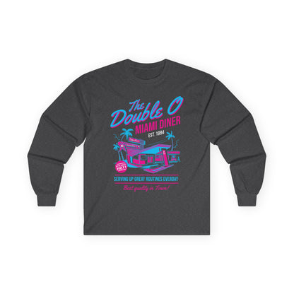 Miami Diner Retro Long Sleeve Tee — "The Double O" Vintage 80s Palm Beach Design - TGProShop