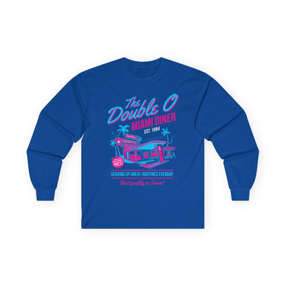 Miami Diner Retro Long Sleeve Tee — "The Double O" Vintage 80s Palm Beach Design - TGProShop