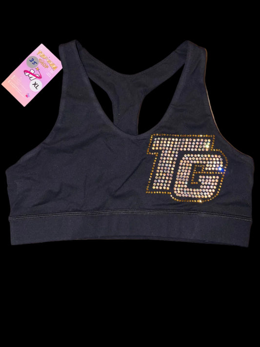 TG rhinestone sports bra