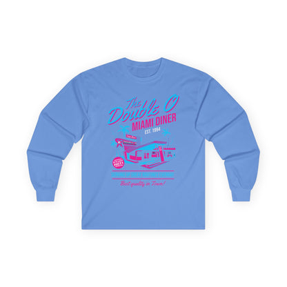 Miami Diner Retro Long Sleeve Tee — "The Double O" Vintage 80s Palm Beach Design - TGProShop