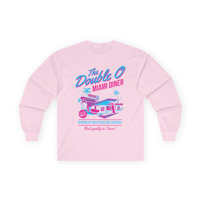 Miami Diner Retro Long Sleeve Tee — "The Double O" Vintage 80s Palm Beach Design - TGProShop