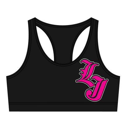 LJ black racerback sports bra