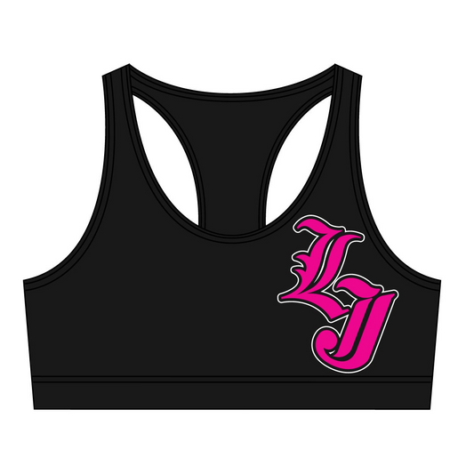 LJ black racerback sports bra