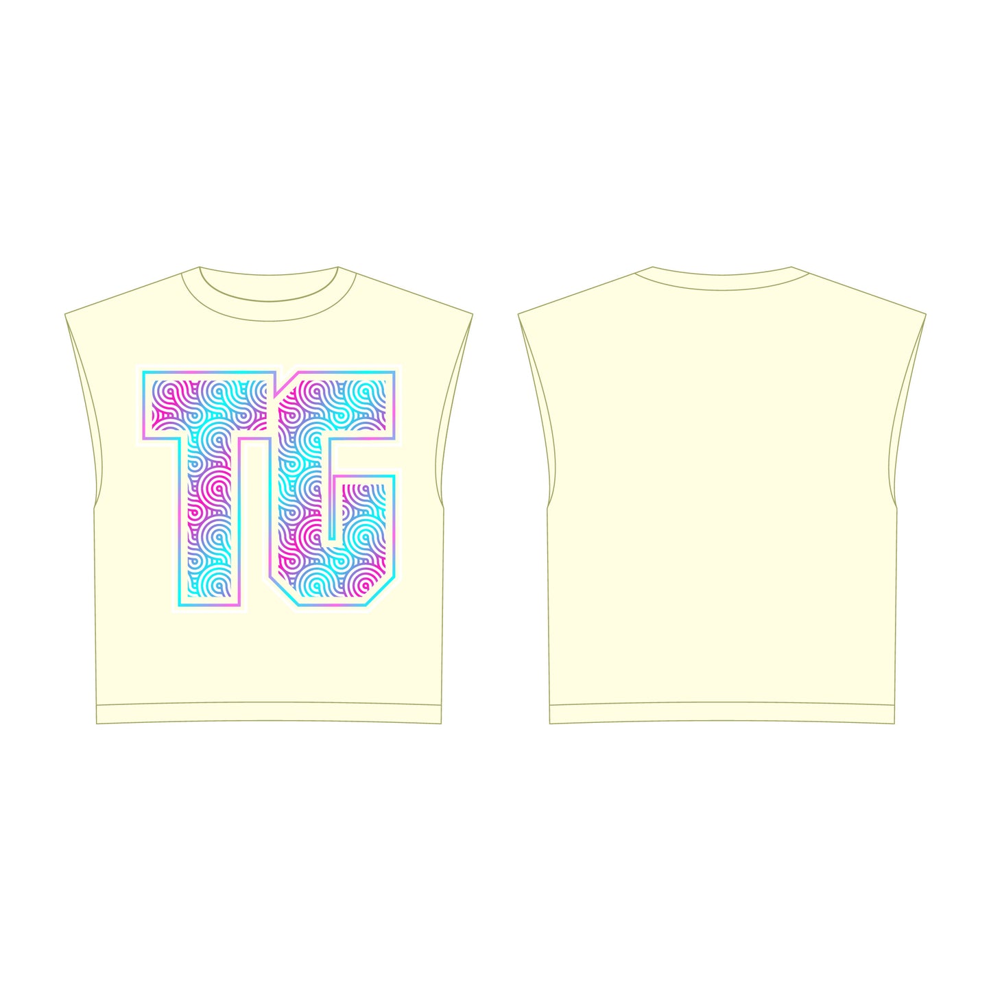 TG color logo Crop shirt - cream