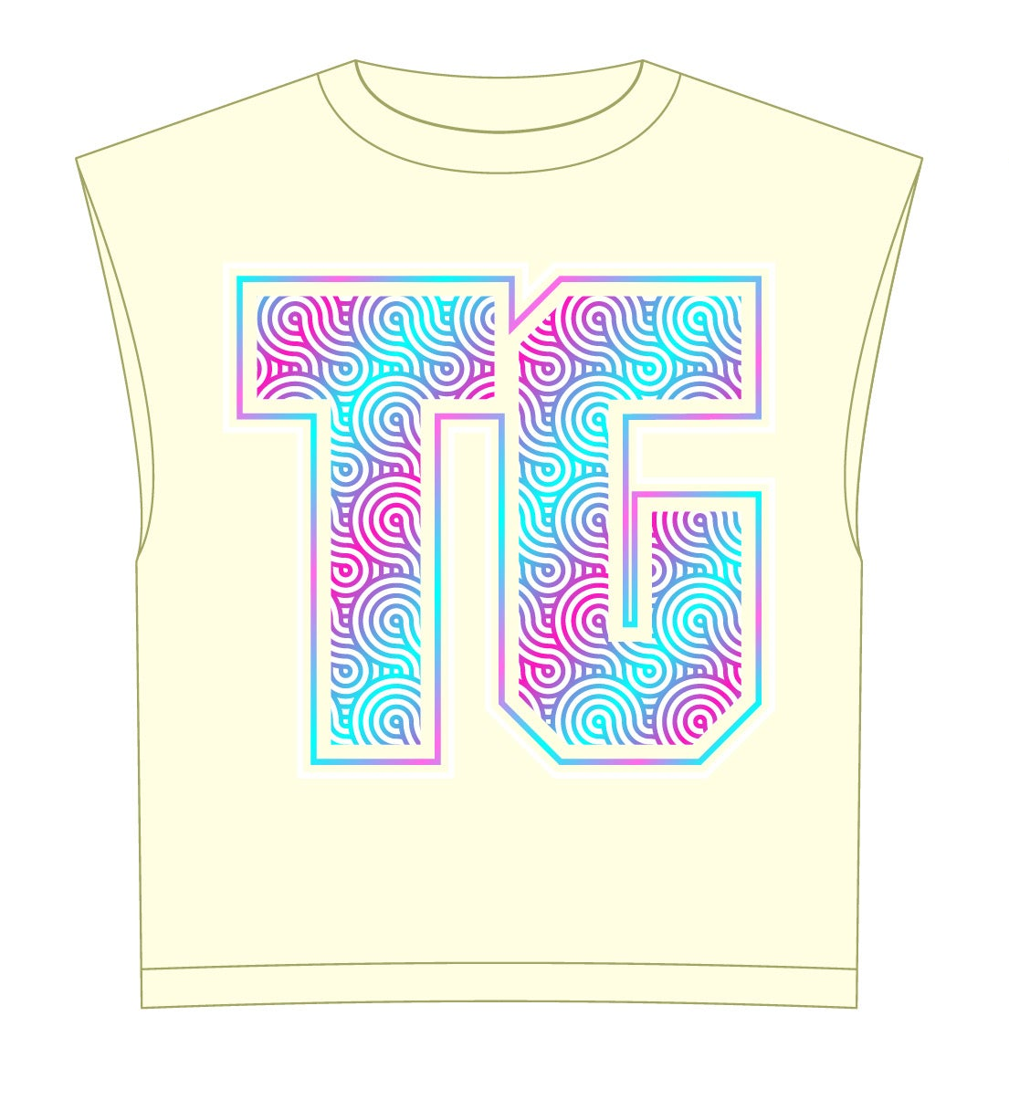 TG color logo Crop shirt - cream