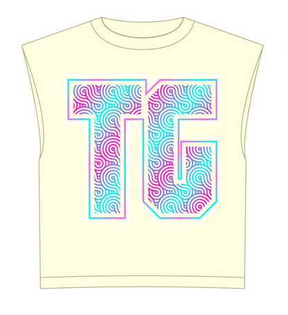TG color logo Crop shirt - cream