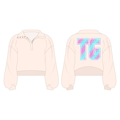 BLUE PINK TG - Henley French terry sweatshirt