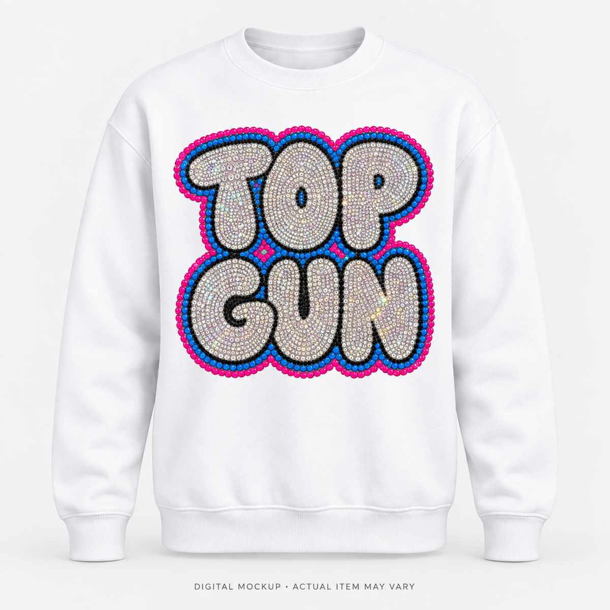 Miami Blings Neon Bubble Crewneck in white