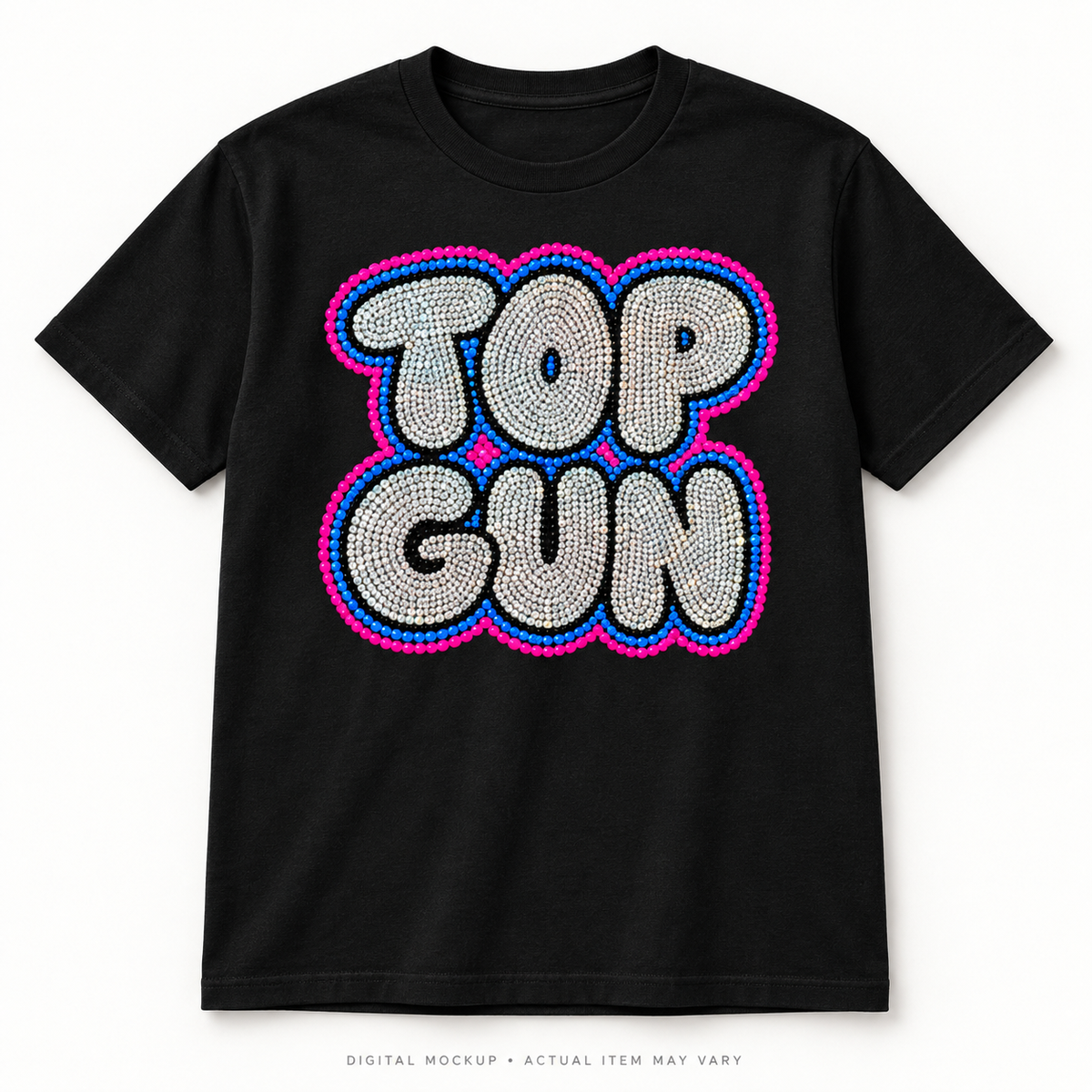 Black Miami Blings Neon Bubble T-shirt digital mockup