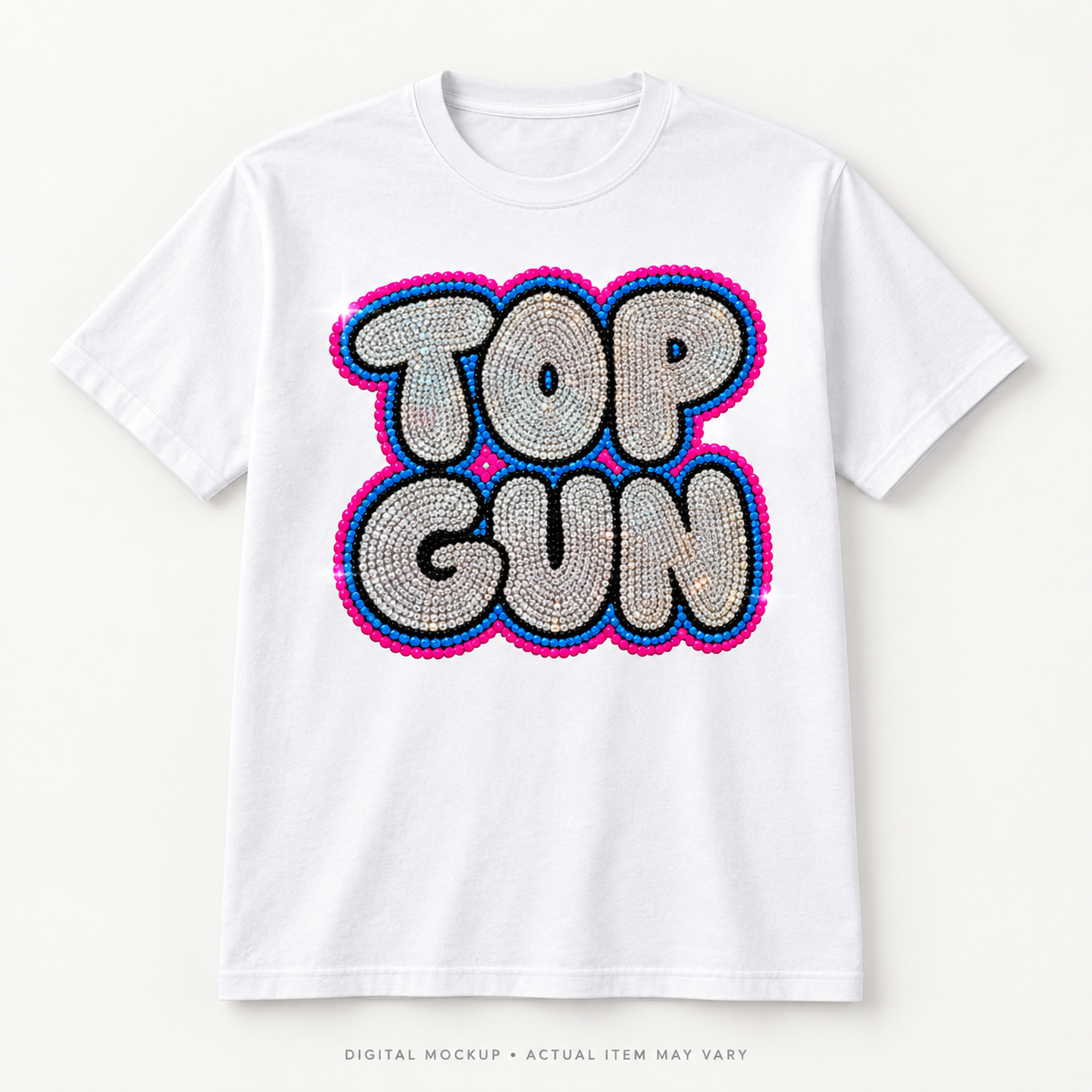 White Miami Blings Neon Bubble T-shirt digital mockup