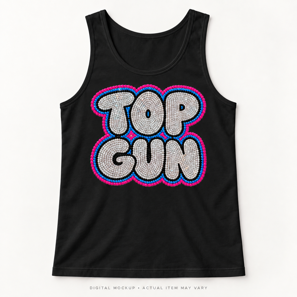 Black Miami Blings Neon Bubble Tank Top digital mockup
