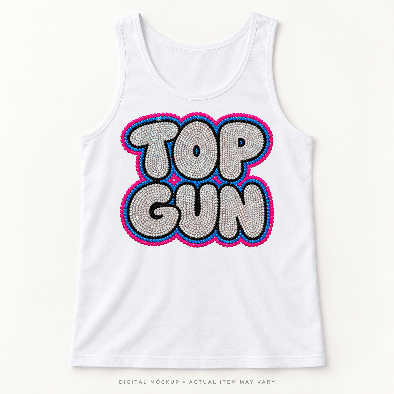 White Miami Blings Neon Bubble Tank Top digital mockup