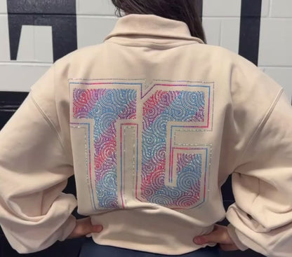 BLUE PINK TG - Henley French terry sweatshirt